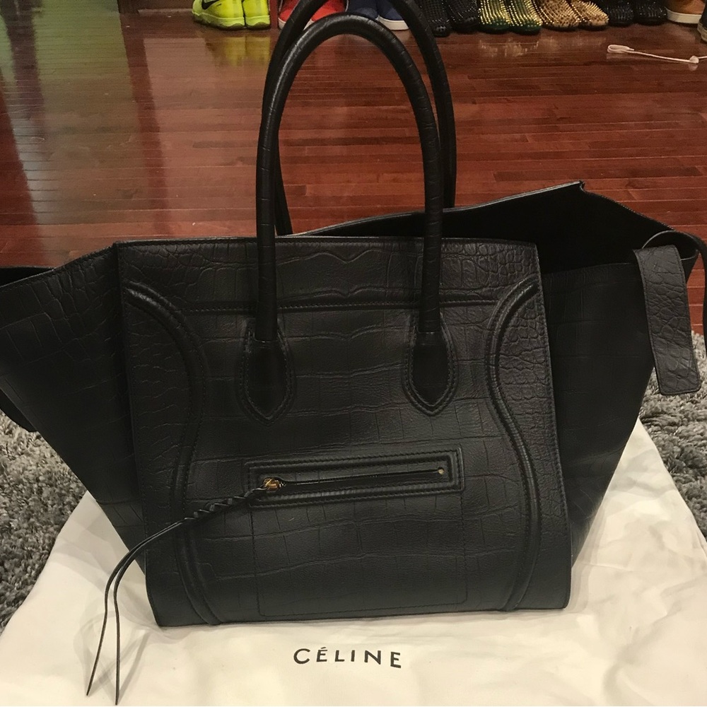 Authentic CELINE PHANTOM CROC LARGE STAMPED BAG